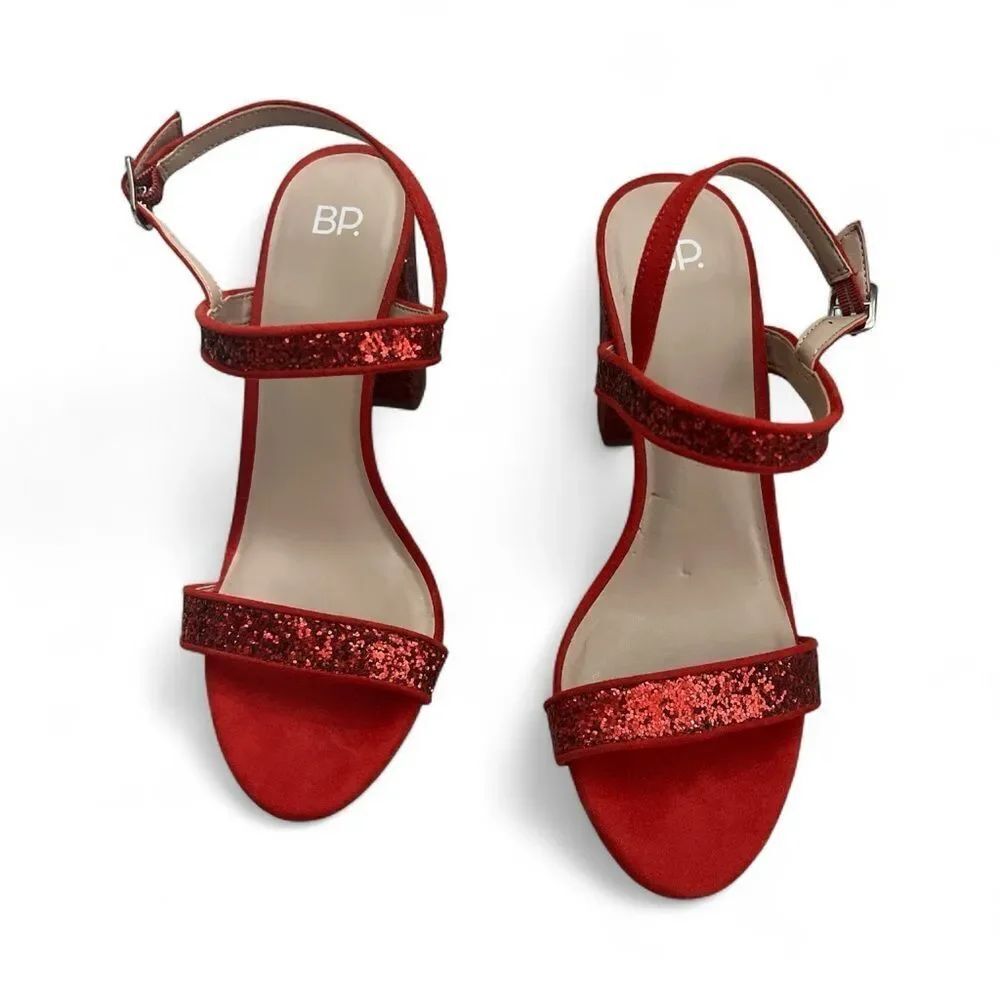 BP Red Glitter Heeled Sandals
